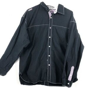 Akademiks shirt men's large black accent stitching split side hiphop